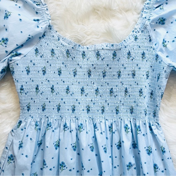 New! HILL HOUSE The Louisa Nap Midi Dress in Blue Ditsy - Picture 11 of 14